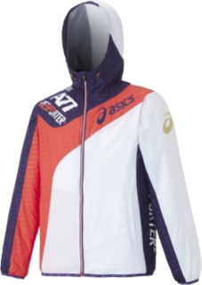 【ASICS/アシックス】 A77 ブレーカーパーカ(背メッシュ) ホワイトxチェリートマト ユニセックス アシックス